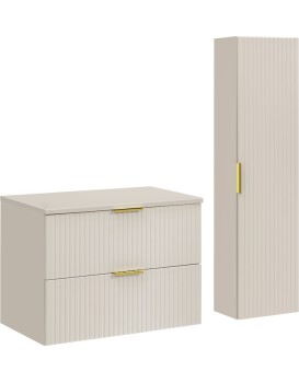 Koupelnová sestava Adele Cashmere s deskou a skříňkami 80 cm kašmírová