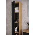 Vysoká závěsná koupelnová skříňka LUXOR BLACK 80-01-1D černá/dub olejovaný