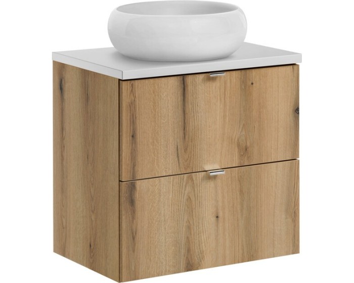 Závěsná skříňka Nova Oak Wiki s deskou a umyvadlem 60 cm dub evoke/bílá