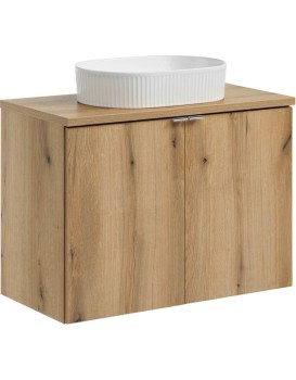 Závěsná skříňka Nova Oak Beyond II s deskou a umyvadlem 80 cm dub coast evoke