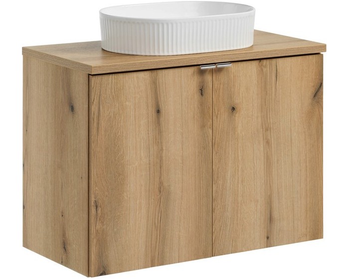 Závěsná skříňka Nova Oak Beyond II s deskou a umyvadlem 80 cm dub coast evoke
