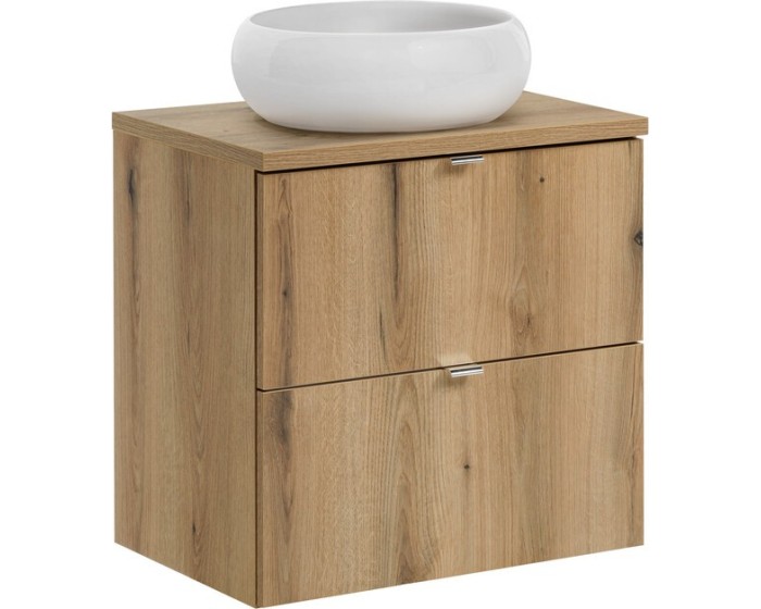 Závěsná skříňka Nova Oak Wiki s deskou a umyvadlem 60 cm dub evoke