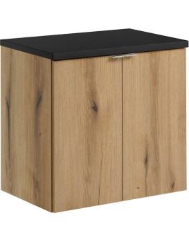 Závěsná skříňka Nova Oak II s deskou 60 cm dub evoke/černá