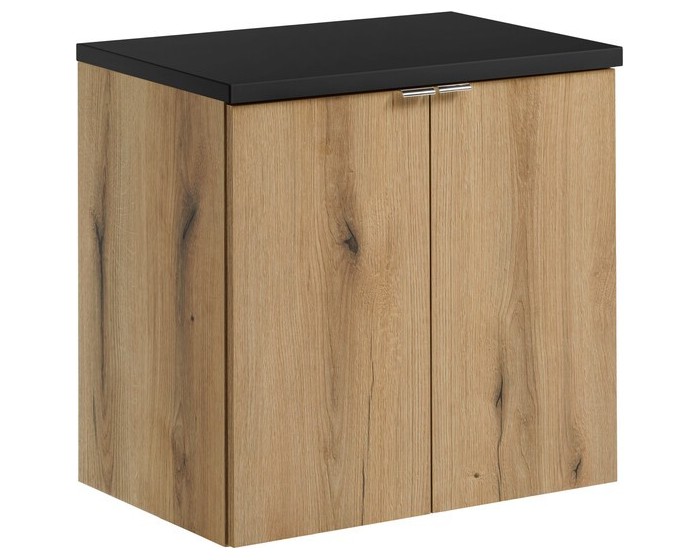 Závěsná skříňka Nova Oak II s deskou 60 cm dub evoke/černá