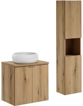 Koupelnová sestava Nova Oak se skříňkami a umyvadlem 60 cm dub evoke/bílá
