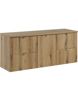 Závěsná umyvadlová skříňka Nova Oak s deskou 140 cm dub evoke