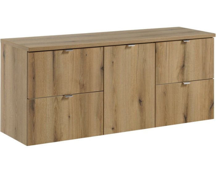 Závěsná umyvadlová skříňka Nova Oak s deskou 140 cm dub evoke