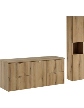 Koupelnová sestava Nova Oak I se skříňkami 140 cm dub evoke