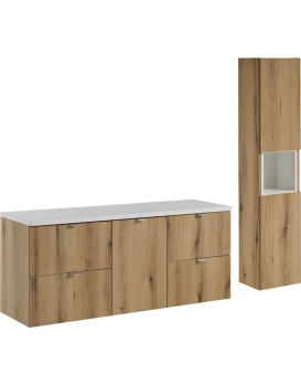 Koupelnová sestava Nova Oak I se skříňkami 140 cm dub evoke/bílá