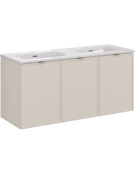 Závěsná skříňka Bella Cashmere Fly se zápustnými umyvadly 120 cm kašmír