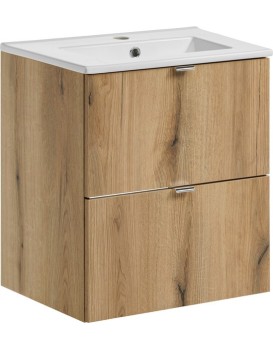 Závěsná skříňka Nova Oak Dance I se zápustným umyvadlem 50 cm dub evoke/bílá
