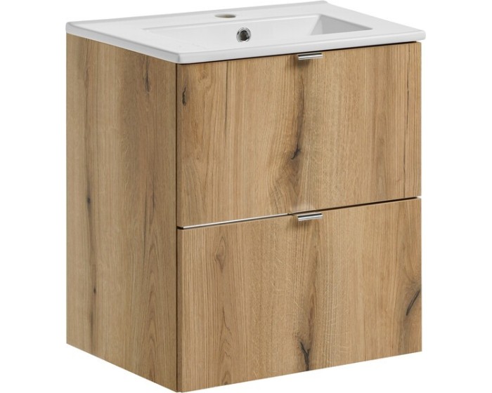 Závěsná skříňka Nova Oak Dance I se zápustným umyvadlem 50 cm dub evoke/bílá