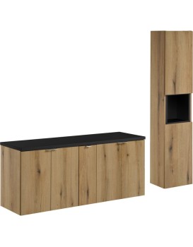 Koupelnová sestava Nova Oak II se skříňkami 140 cm dub evoke/černá