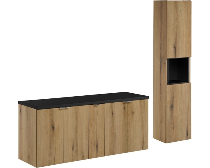 Koupelnová sestava Nova Oak II se skříňkami 140 cm dub evoke/černá