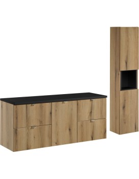 Koupelnová sestava Nova Oak I se skříňkami 140 cm dub evoke/černá