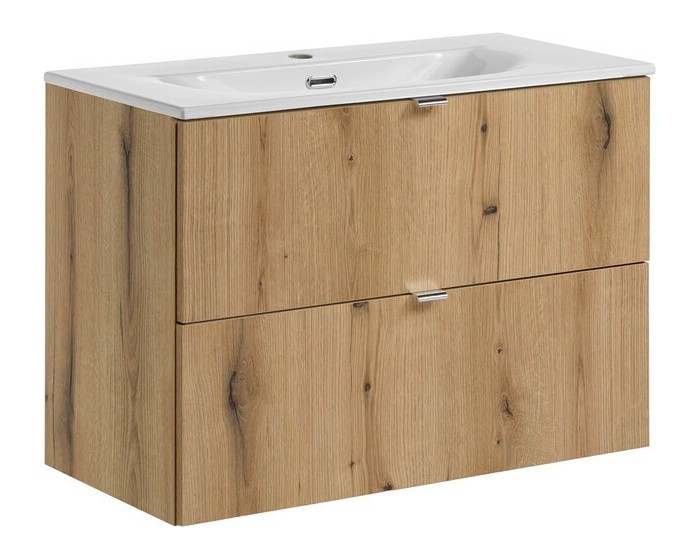 Závěsná skříňka Nova Oak II se zápustným umyvadlem 80 cm dub coast evoke
