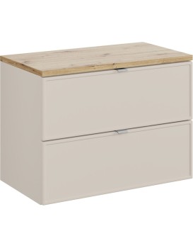 Závěsná skříňka pod umyvadlo Dalia Cashmere s deskou 80 cm kašmírová/dub evoke