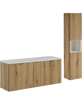 Koupelnová sestava Nova Oak II se skříňkami 140 cm dub evoke/bílá