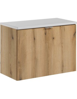 Závěsná skříňka pod umyvadlo Nova Oak II s deskou 80 cm bílá/dub coast evoke