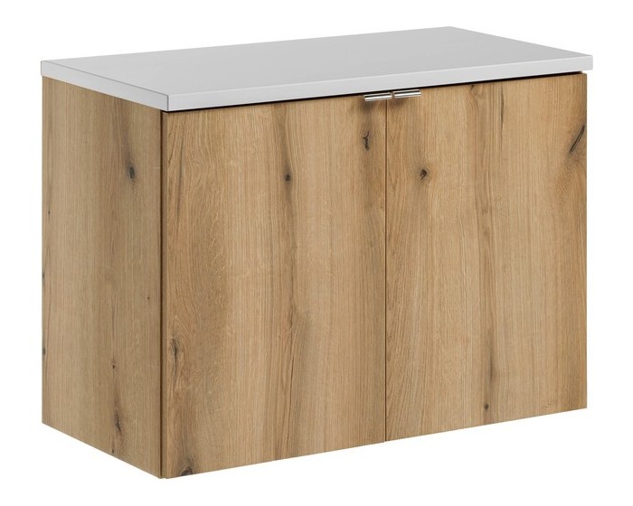Závěsná skříňka pod umyvadlo Nova Oak II s deskou 80 cm bílá/dub coast evoke
