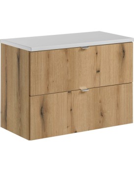 Závěsná skříňka pod umyvadlo Nova Oak I s deskou 80 cm bílá/dub coast evoke