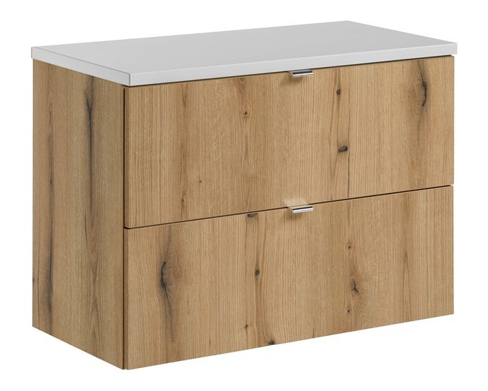 Závěsná skříňka pod umyvadlo Nova Oak I s deskou 80 cm bílá/dub coast evoke