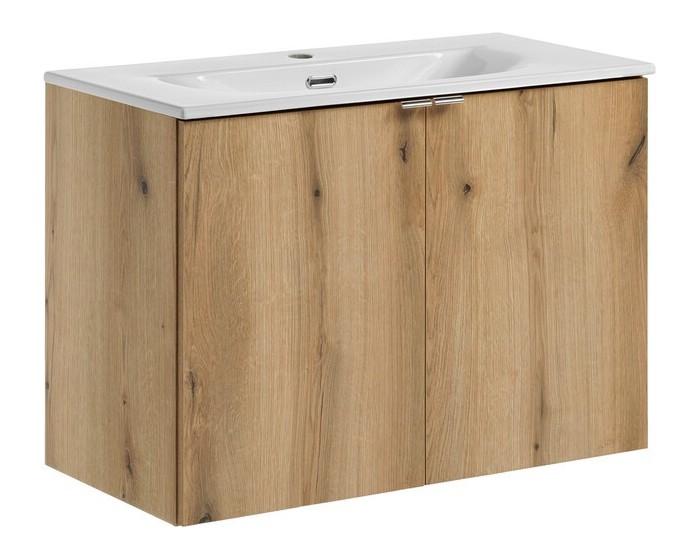 Závěsná skříňka Nova Oak I se zápustným umyvadlem 80 cm dub coast evoke