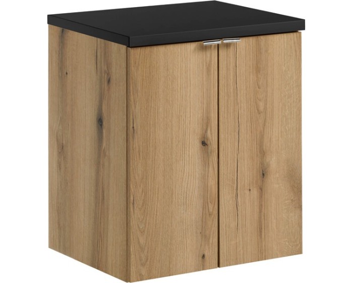 Závěsná skříňka pod umyvadlo Nova Oak s deskou 50 cm dub evoke/černá