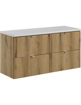 Závěsná skříňka Nova Oak s deskou 120 cm dub coast evoke/bílá