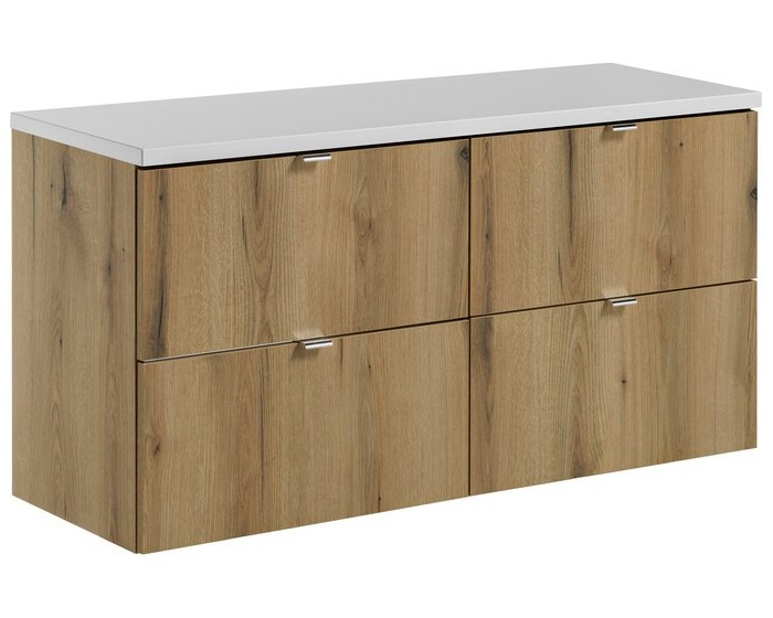 Závěsná skříňka Nova Oak s deskou 120 cm dub coast evoke/bílá