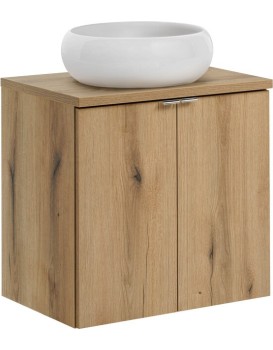 Závěsná skříňka Nova Oak Wiki II s deskou a umyvadlem 60 cm dub evoke