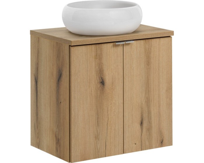 Závěsná skříňka Nova Oak Wiki II s deskou a umyvadlem 60 cm dub evoke