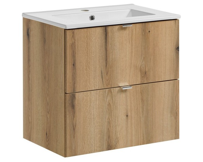 Závěsná skříňka Nova Oak Dance I se zápustným umyvadlem 60 cm dub coast evoke