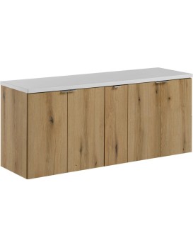 Závěsná skříňka pod umyvadlo Nova Oak s deskou 140 cm dub evoke/bílá