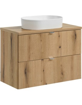 Závěsná skříňka Nova Oak Beyond s deskou a umyvadlem 80 cm dub coast evoke