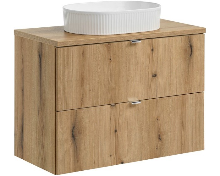 Závěsná skříňka Nova Oak Beyond s deskou a umyvadlem 80 cm dub coast evoke
