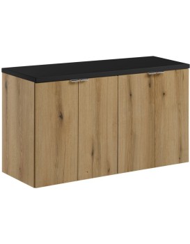 Závěsná skříňka pod umyvadlo Nova Oak s deskou 100 cm černá/dub evoke