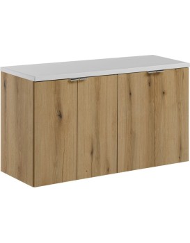 Závěsná skříňka pod umyvadlo Nova Oak s deskou 100 cm bílá/dub evoke