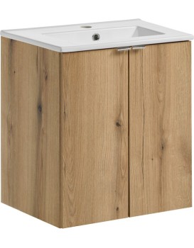 Závěsná skříňka Nova Oak Dance II se zápustným umyvadlem 50 cm dub evoke/bílá