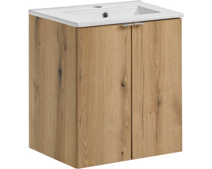 Závěsná skříňka Nova Oak Dance II se zápustným umyvadlem 50 cm dub evoke/bílá