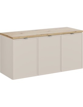 Závěsná skříňka Bella Cashmere s deskou 120 cm kašmír/dub artisan