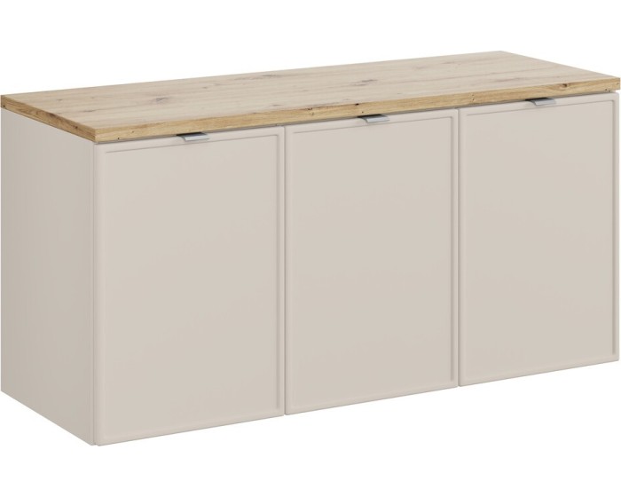 Závěsná skříňka Bella Cashmere s deskou 120 cm kašmír/dub artisan