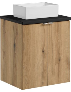 Závěsná skříňka Nova Oak Gaja II s deskou a umyvadlem 50 cm dub coast evoke/černá