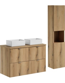 Koupelnová sestava Nova Oak Gaja se skříňkami a umyvadlem 100 cm dub evoke/bílá