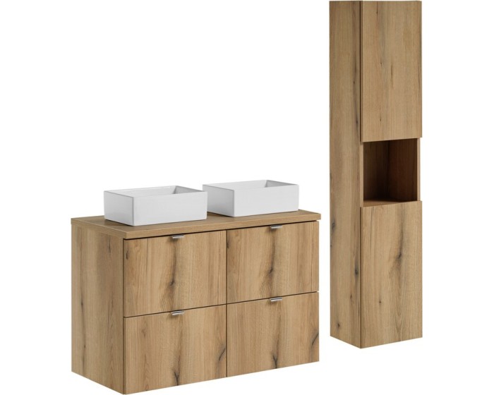 Koupelnová sestava Nova Oak Gaja se skříňkami a umyvadlem 100 cm dub evoke/bílá