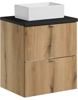 Závěsná skříňka Nova Oak Gaja I s deskou a umyvadlem 50 cm dub coast evoke/černá
