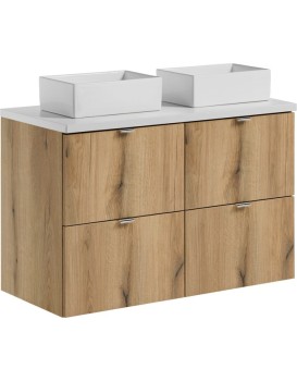 Závěsná skříňka Nova Oak Gaja s deskou a umyvadly 100 cm dub evoke/bílá