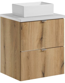 Závěsná skříňka Nova Oak Gaja I s deskou a umyvadlem 50 cm dub coast evoke/bílá