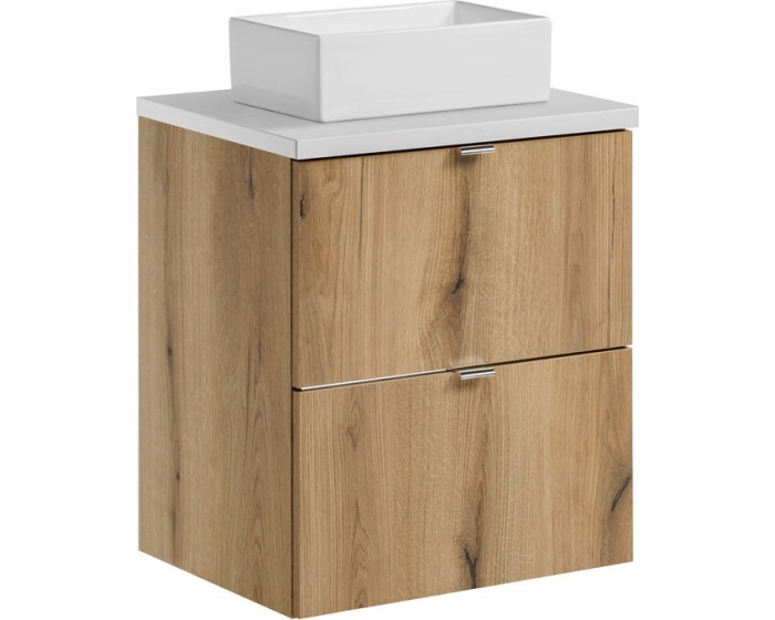 Závěsná skříňka Nova Oak Gaja I s deskou a umyvadlem 50 cm dub coast evoke/bílá