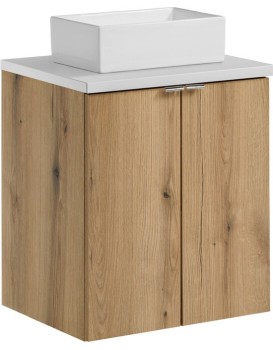 Závěsná skříňka Nova Oak Gaja II s deskou a umyvadlem 50 cm dub coast evoke/bílá